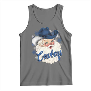 Christmas Cowboys Fan Tank Top Funny Xmas American Football Blue Santa TS11 Black Heather Print Your Wear
