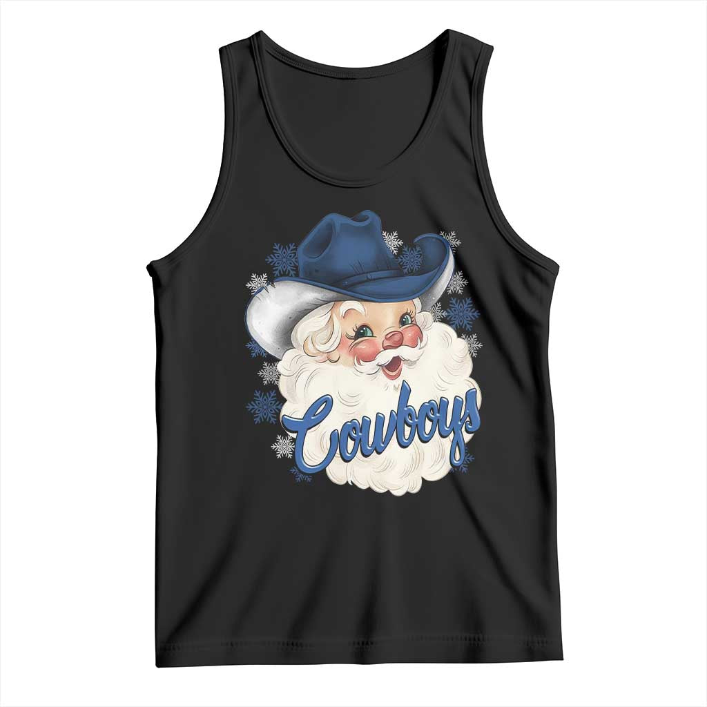 Christmas Cowboys Fan Tank Top Funny Xmas American Football Blue Santa TS11 Black Print Your Wear