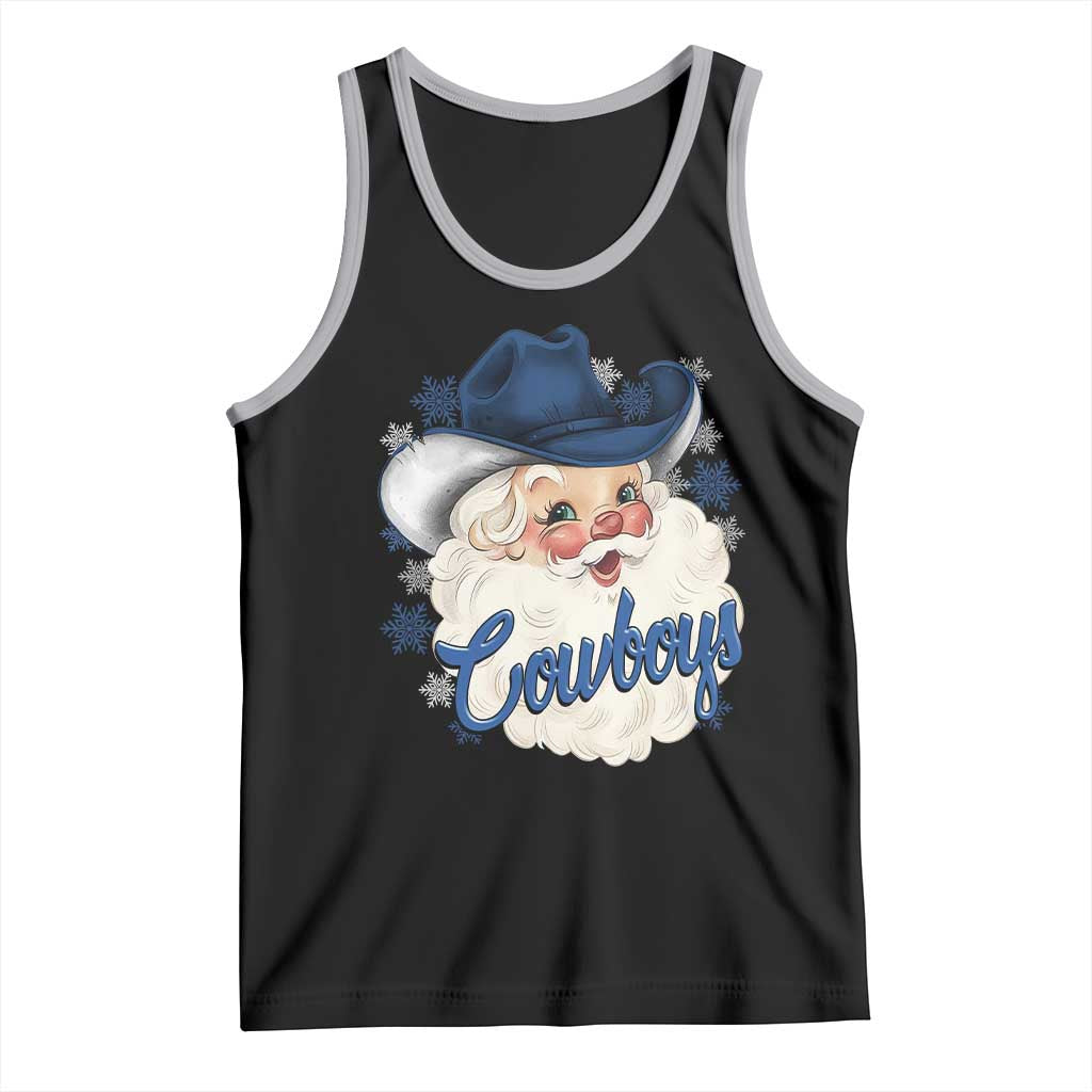 Christmas Football Lover Tank Top Blue Santa DFC Game Day TS11 Black Athletic Heather Print Your Wear