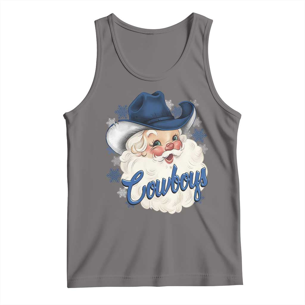 Christmas Cowboys Fan Tank Top Funny Xmas American Football Blue Santa TS11 Deep Heather Print Your Wear