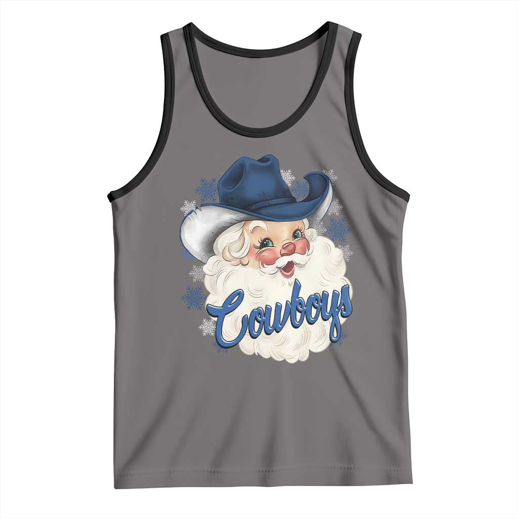 Christmas Cowboys Fan Tank Top Funny Xmas American Football Blue Santa TS11 Deep Heather Black Print Your Wear