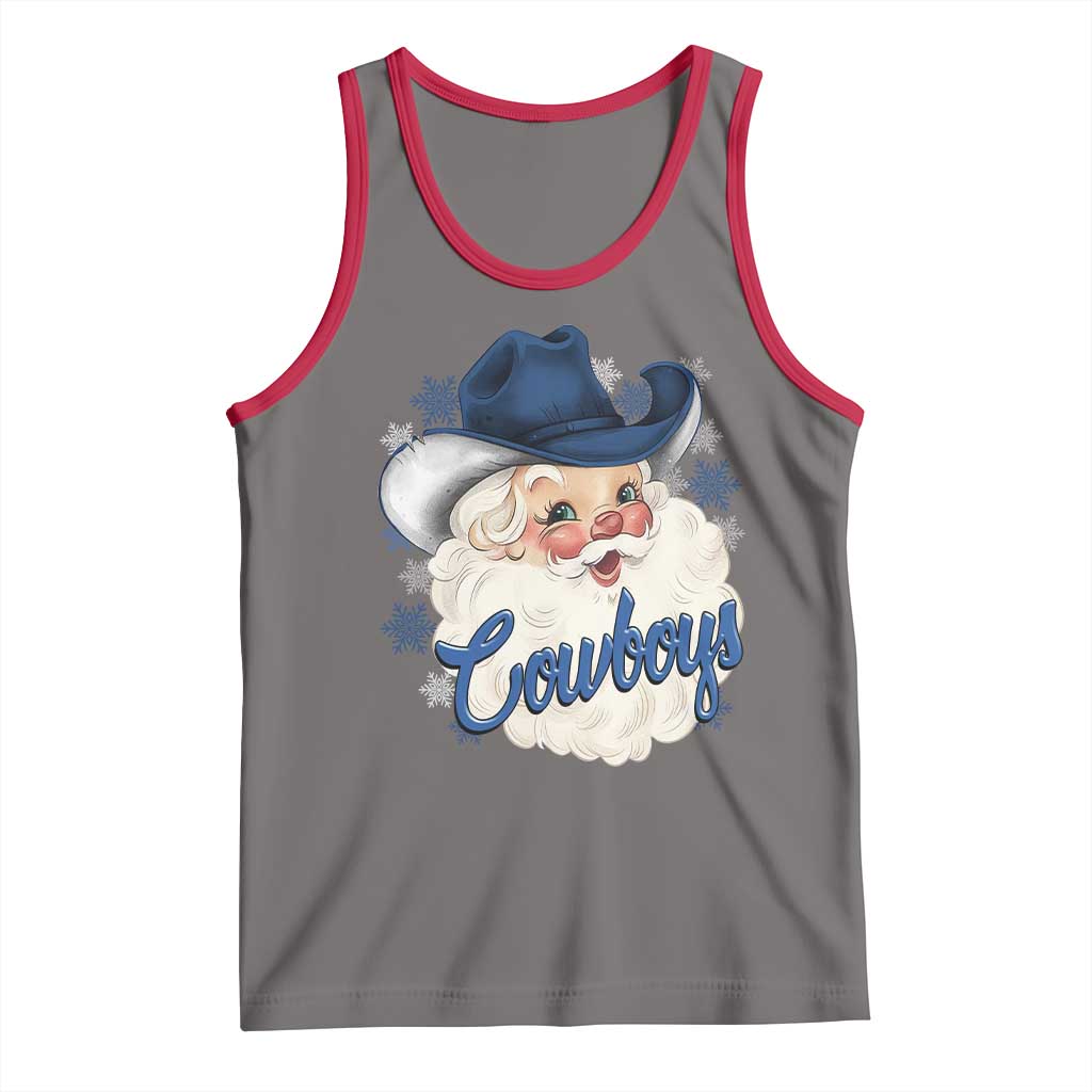 Christmas Cowboys Fan Tank Top Funny Xmas American Football Blue Santa TS11 Deep Heather Red Print Your Wear