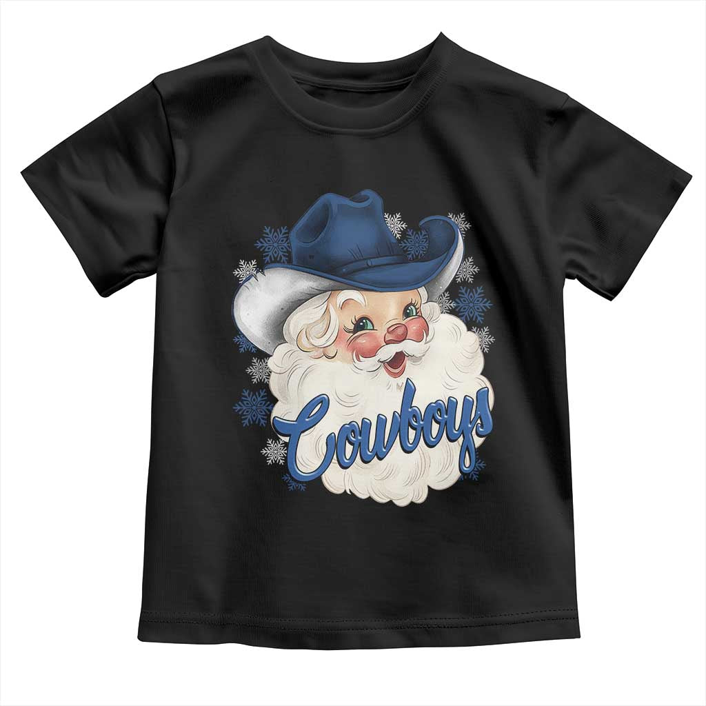 Christmas Cowboys Fan Toddler T Shirt Funny Xmas American Football Blue Santa TS11 Black Print Your Wear