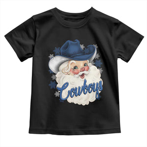 Christmas Cowboys Fan Toddler T Shirt Funny Xmas American Football Blue Santa TS11 Black Print Your Wear