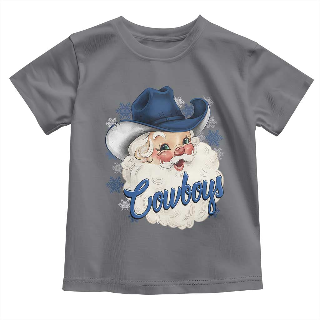 Christmas Cowboys Fan Toddler T Shirt Funny Xmas American Football Blue Santa TS11 Charcoal Print Your Wear
