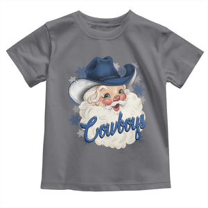 Christmas Cowboys Fan Toddler T Shirt Funny Xmas American Football Blue Santa TS11 Charcoal Print Your Wear