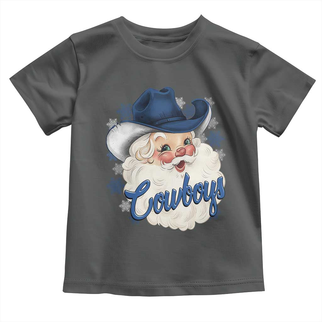 Christmas Cowboys Fan Toddler T Shirt Funny Xmas American Football Blue Santa TS11 Dark Heather Print Your Wear