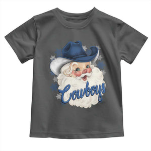 Christmas Cowboys Fan Toddler T Shirt Funny Xmas American Football Blue Santa TS11 Dark Heather Print Your Wear