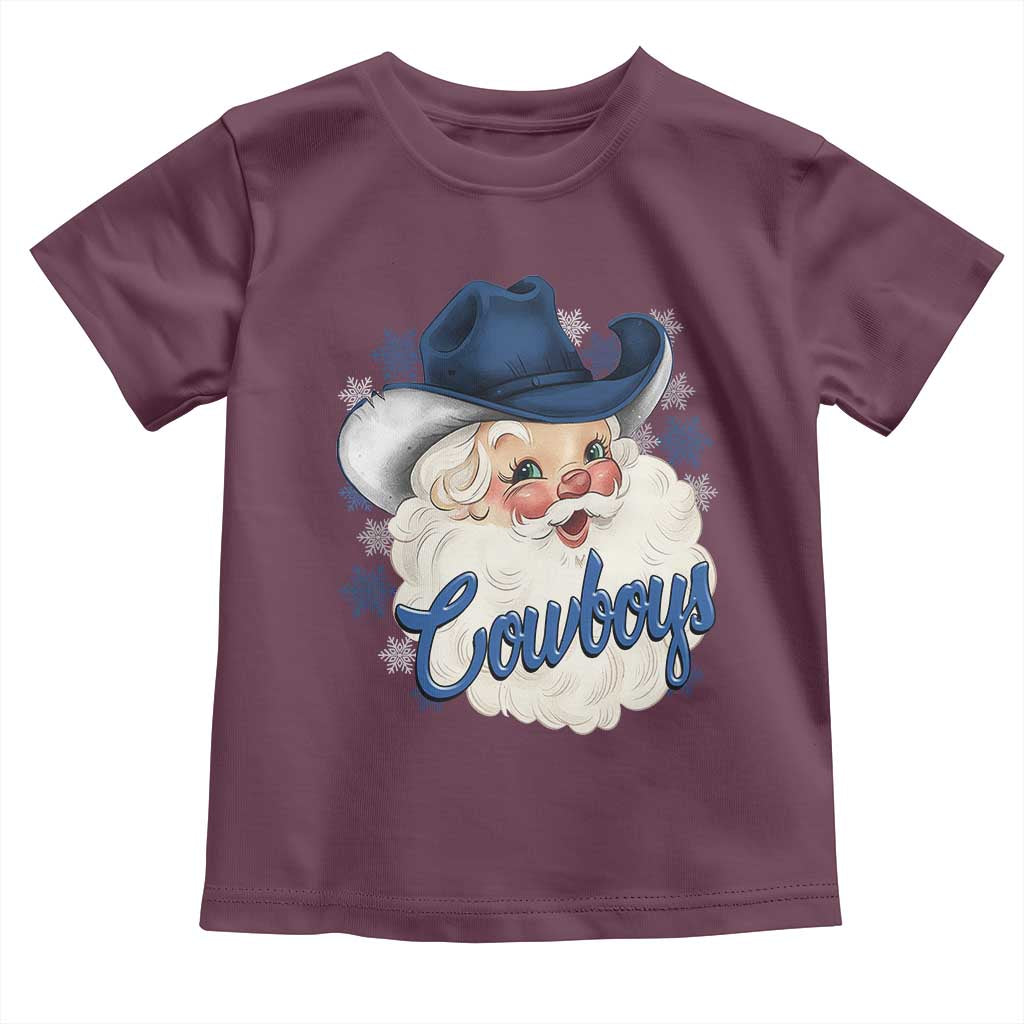 Christmas Cowboys Fan Toddler T Shirt Funny Xmas American Football Blue Santa TS11 Maroon Print Your Wear