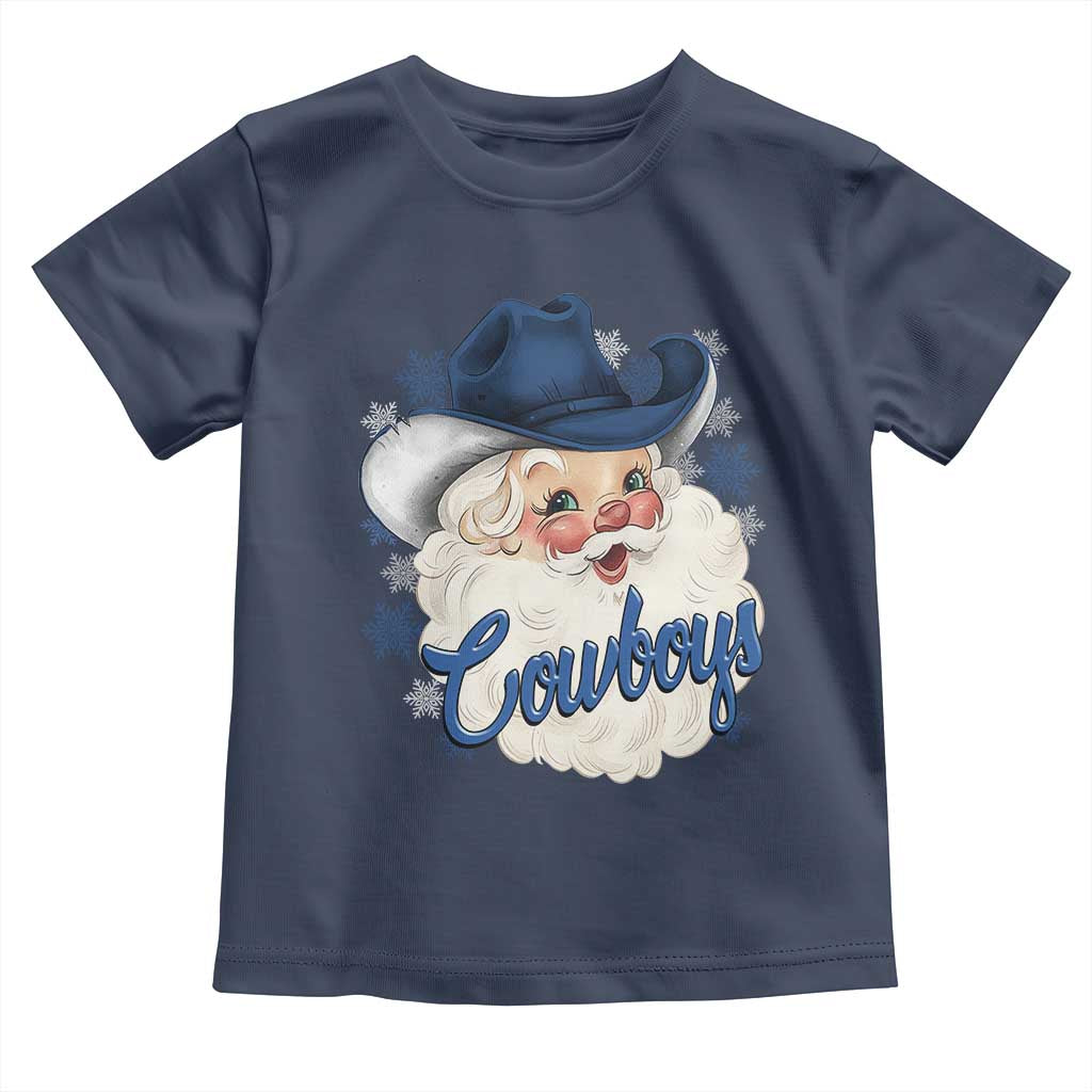 Christmas Cowboys Fan Toddler T Shirt Funny Xmas American Football Blue Santa TS11 Navy Print Your Wear