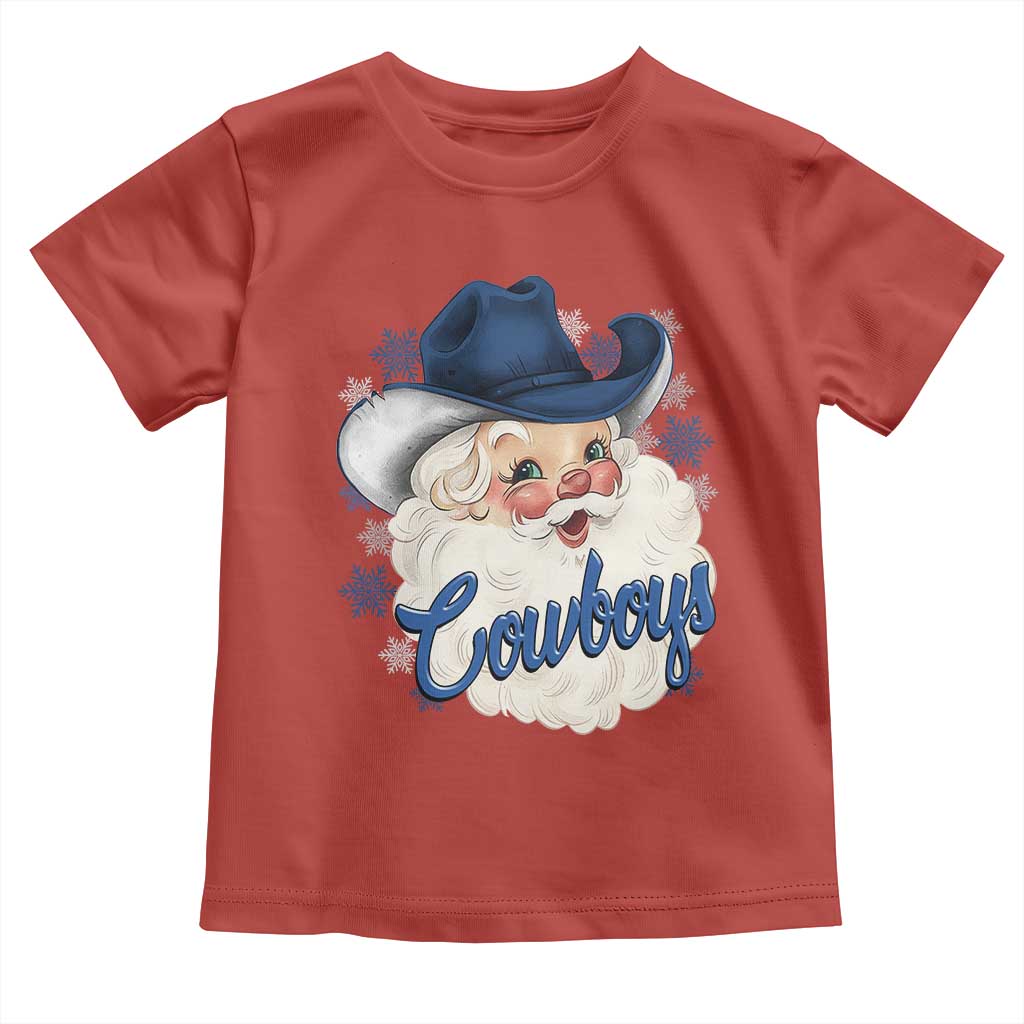Christmas Cowboys Fan Toddler T Shirt Funny Xmas American Football Blue Santa TS11 Red Print Your Wear