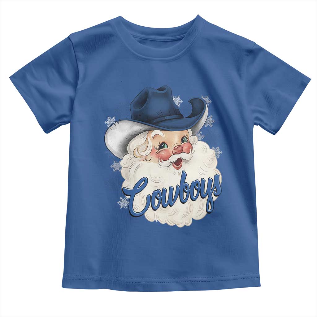 Christmas Cowboys Fan Toddler T Shirt Funny Xmas American Football Blue Santa TS11 Royal Blue Print Your Wear