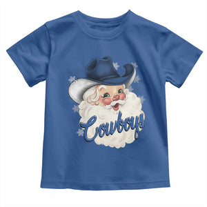 Christmas Cowboys Fan Toddler T Shirt Funny Xmas American Football Blue Santa TS11 Royal Blue Print Your Wear