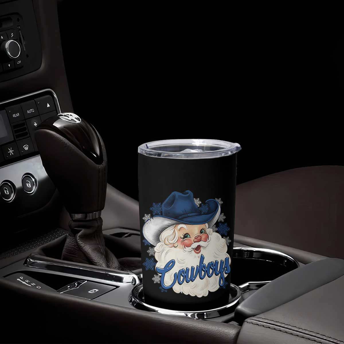 Christmas Cowboys Fan Tumbler Cup Funny Xmas American Football Blue Santa TS11 Print Your Wear