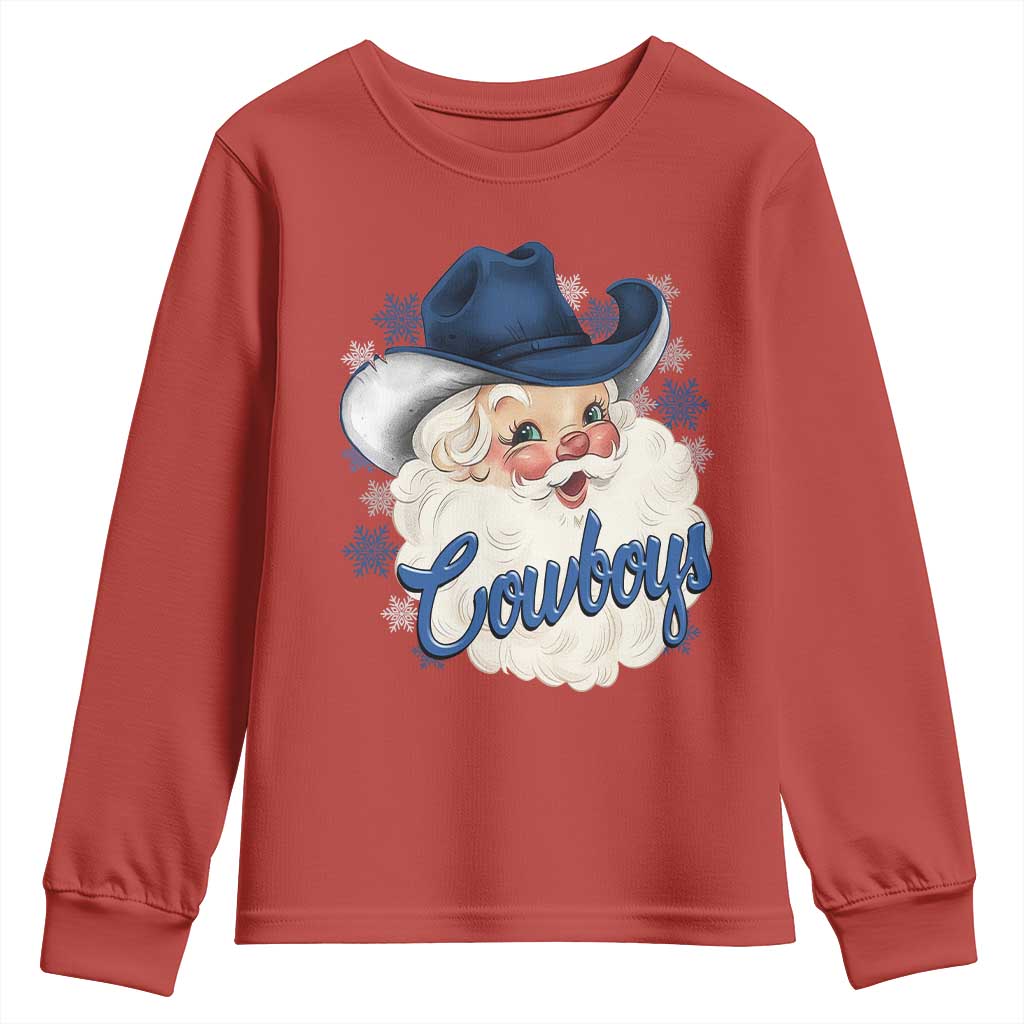 Christmas Cowboys Fan Youth Sweatshirt Funny Xmas American Football Blue Santa TS11 Red Print Your Wear