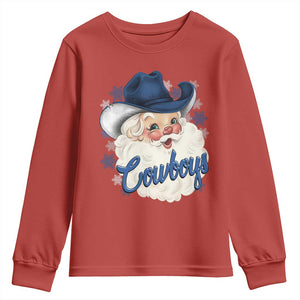 Christmas Cowboys Fan Youth Sweatshirt Funny Xmas American Football Blue Santa TS11 Red Print Your Wear