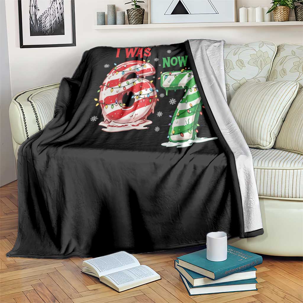 Funny 67 Meme 7 Year Old Birthday Christmas Throw Blanket I Was 6 Now I Am 7 Brainrot TS11 Print Your Wear