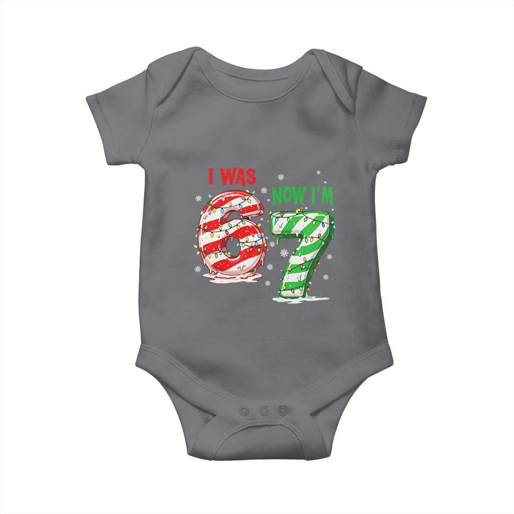 Funny 67 Meme 7 Year Old Birthday Christmas Baby Onesie I Was 6 Now I Am 7 Brainrot TS11 Charcoal Print Your Wear