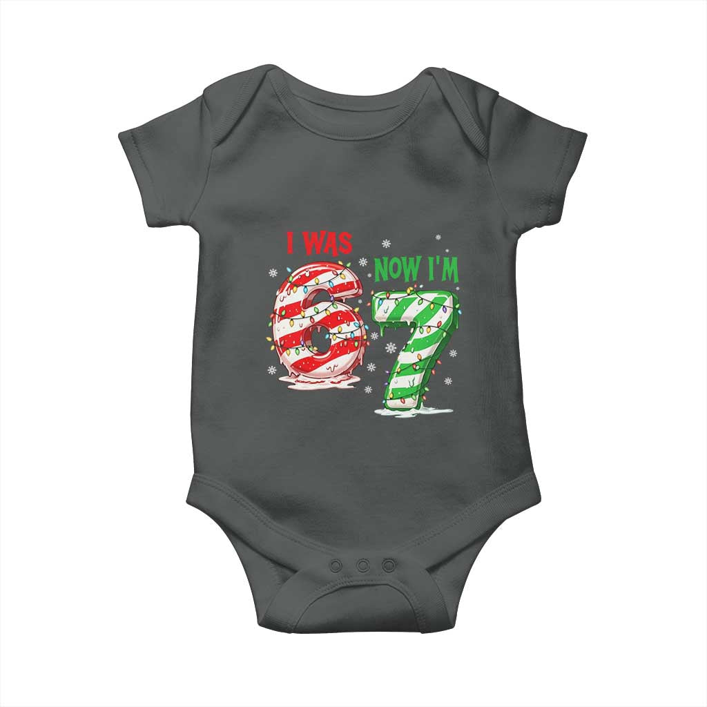 Funny 67 Meme 7 Year Old Birthday Christmas Baby Onesie I Was 6 Now I Am 7 Brainrot TS11 Dark Heather Print Your Wear