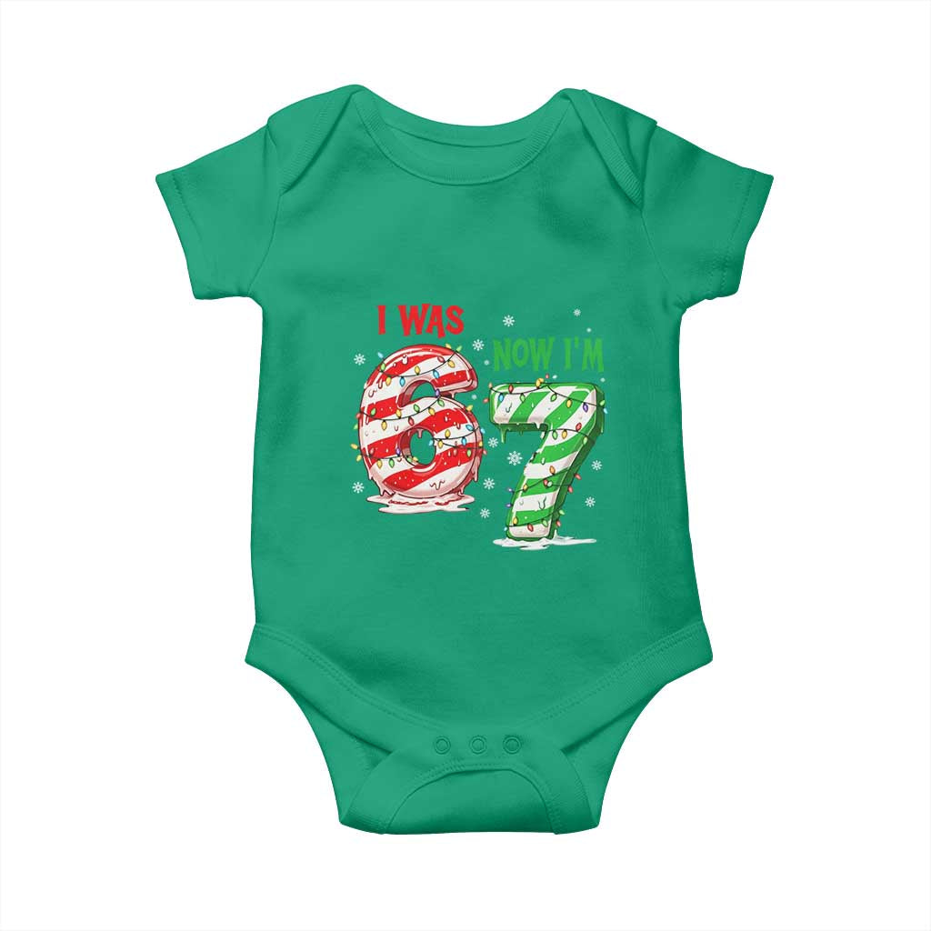 Funny 67 Meme 7 Year Old Birthday Christmas Baby Onesie I Was 6 Now I Am 7 Brainrot TS11 Irish Green Print Your Wear