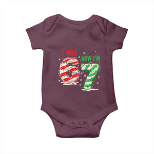 Funny 67 Meme 7 Year Old Birthday Christmas Baby Onesie I Was 6 Now I Am 7 Brainrot TS11 Maroon Print Your Wear