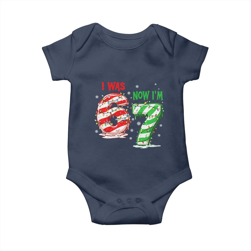 Funny 67 Meme 7 Year Old Birthday Christmas Baby Onesie I Was 6 Now I Am 7 Brainrot TS11 Navy Print Your Wear