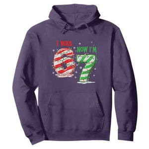 Funny 67 Meme 7 Year Old Birthday Christmas Hoodie I Was 6 Now I Am 7 Brainrot TS11 Purple Print Your Wear