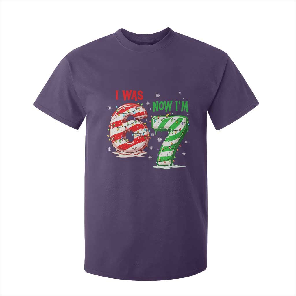Funny 67 Meme 7 Year Old Birthday Christmas T Shirt For Kid I Was 6 Now I Am 7 Brainrot TS11 Purple Print Your Wear