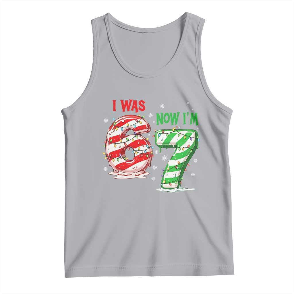 Funny 67 Meme 7 Year Old Birthday Christmas Tank Top I Was 6 Now I Am 7 Brainrot TS11 Athletic Heather Print Your Wear