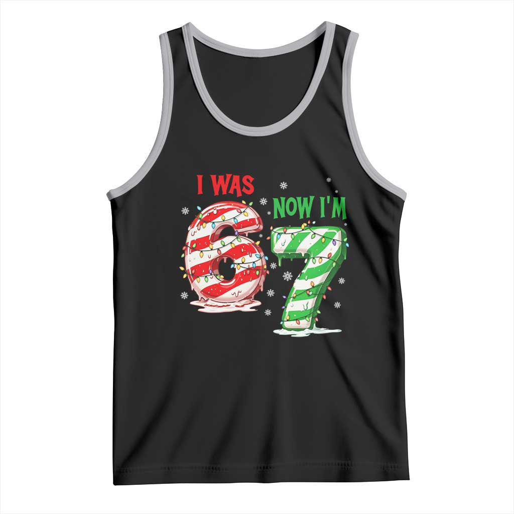Funny 67 Meme 7 Year Old Birthday Christmas Tank Top I Was 6 Now I Am 7 Brainrot TS11 Black Athletic Heather Print Your Wear