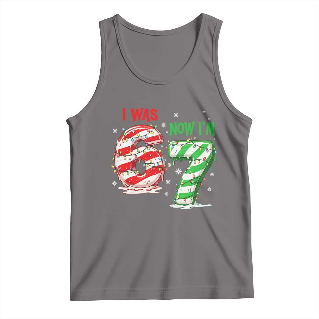Funny 67 Meme 7 Year Old Birthday Christmas Tank Top I Was 6 Now I Am 7 Brainrot TS11 Deep Heather Print Your Wear