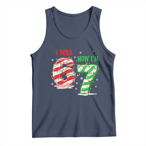 Funny 67 Meme 7 Year Old Birthday Christmas Tank Top I Was 6 Now I Am 7 Brainrot TS11 Navy Print Your Wear