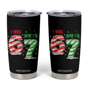 Funny 67 Meme 7 Year Old Birthday Christmas Tumbler Cup I Was 6 Now I Am 7 Brainrot TS11 Black Print Your Wear
