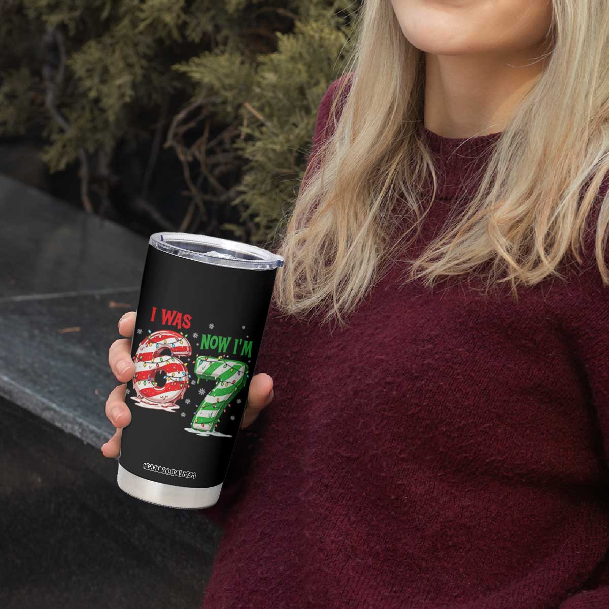 Funny 67 Meme 7 Year Old Birthday Christmas Tumbler Cup I Was 6 Now I Am 7 Brainrot TS11 Print Your Wear