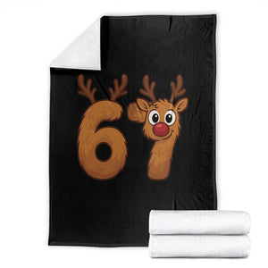 Funny 67 Christmas Reindeer Throw Blanket Six Seven Meme Xmas Holiday TS11 Black Print Your Wear
