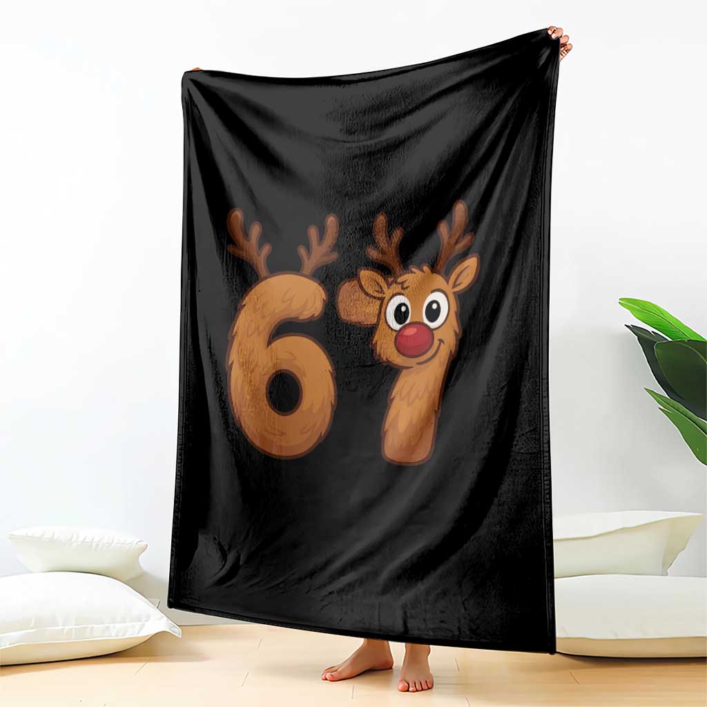 Funny 67 Christmas Reindeer Throw Blanket Six Seven Meme Xmas Holiday TS11 Print Your Wear