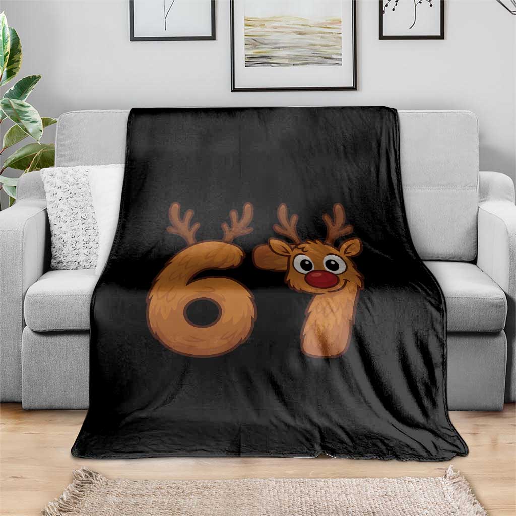 Funny 67 Christmas Reindeer Throw Blanket Six Seven Meme Xmas Holiday TS11 Print Your Wear