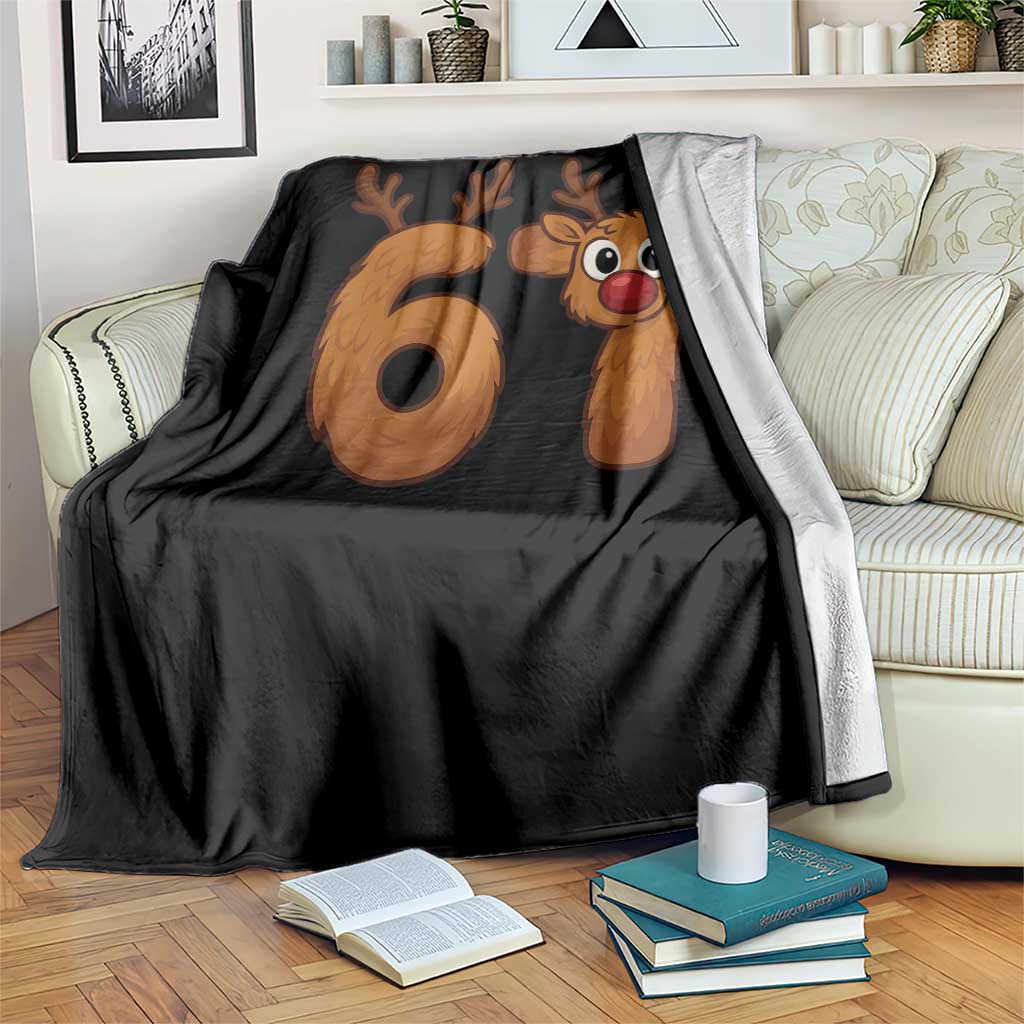Funny 67 Christmas Reindeer Throw Blanket Six Seven Meme Xmas Holiday TS11 Print Your Wear