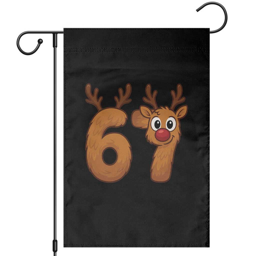 Funny 67 Christmas Reindeer Garden Flag Six Seven Meme Xmas Holiday TS11 Black Print Your Wear