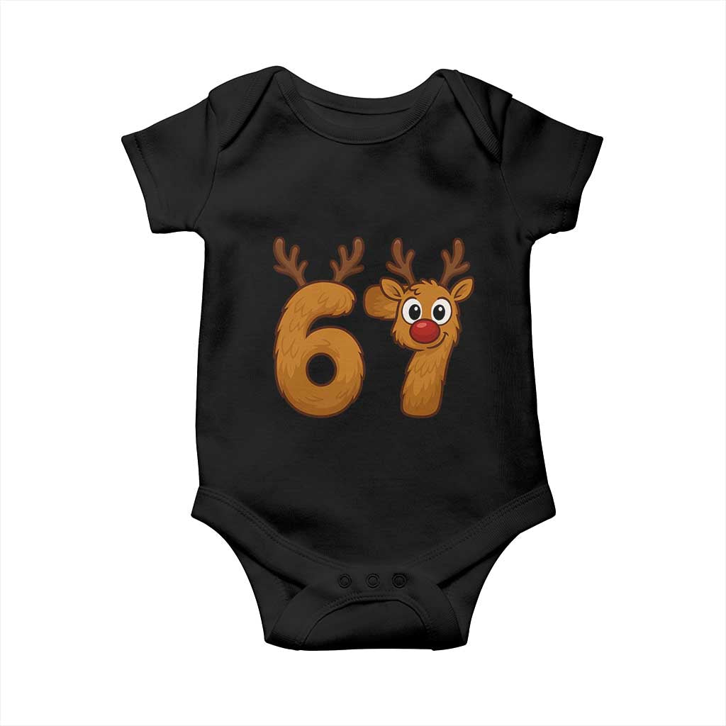 Funny 67 Christmas Reindeer Baby Onesie Six Seven Meme Xmas Holiday TS11 Black Print Your Wear
