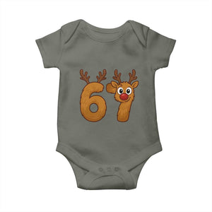 Funny 67 Christmas Reindeer Baby Onesie Six Seven Meme Xmas Holiday TS11 Military Green Print Your Wear