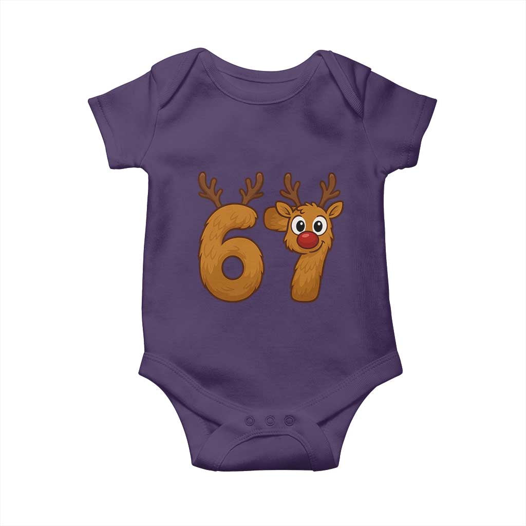 Funny 67 Christmas Reindeer Baby Onesie Six Seven Meme Xmas Holiday TS11 Purple Print Your Wear