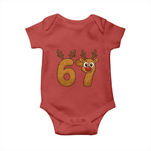 Funny 67 Christmas Reindeer Baby Onesie Six Seven Meme Xmas Holiday TS11 Red Print Your Wear