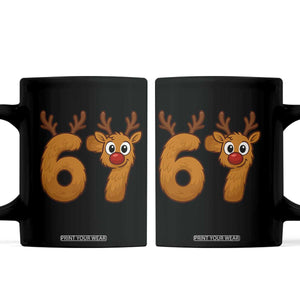 Funny 67 Christmas Reindeer Coffee Mug Six Seven Meme Xmas Holiday TS11 Black Print Your Wear