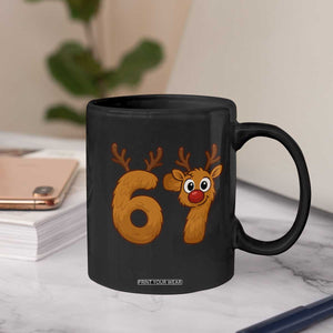Funny 67 Christmas Reindeer Coffee Mug Six Seven Meme Xmas Holiday TS11 Print Your Wear