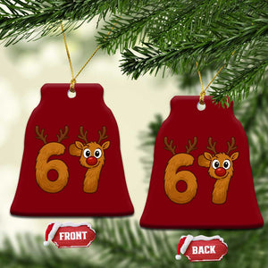 Funny 67 Christmas Reindeer Ceramic Ornament Six Seven Meme Xmas Holiday TS11 Print Your Wear