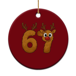 Funny 67 Christmas Reindeer Ceramic Ornament Six Seven Meme Xmas Holiday TS11 1pc Red Print Your Wear