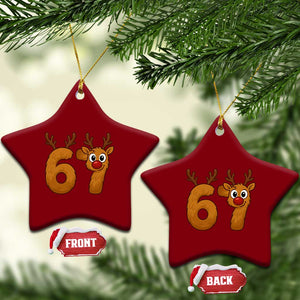 Funny 67 Christmas Reindeer Ceramic Ornament Six Seven Meme Xmas Holiday TS11 Print Your Wear