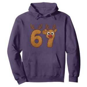 Funny 67 Christmas Reindeer Hoodie Six Seven Meme Xmas Holiday - Print Your Wear