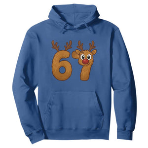 Funny 67 Christmas Reindeer Hoodie Six Seven Meme Xmas Holiday TS11 Royal Blue Print Your Wear